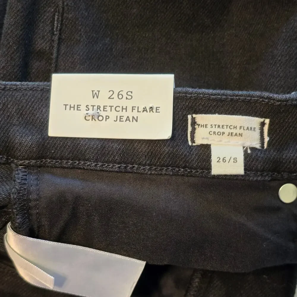 Madewell Jeans Womens Size 26S Black The Stretch Flare Crop High Rise NWT